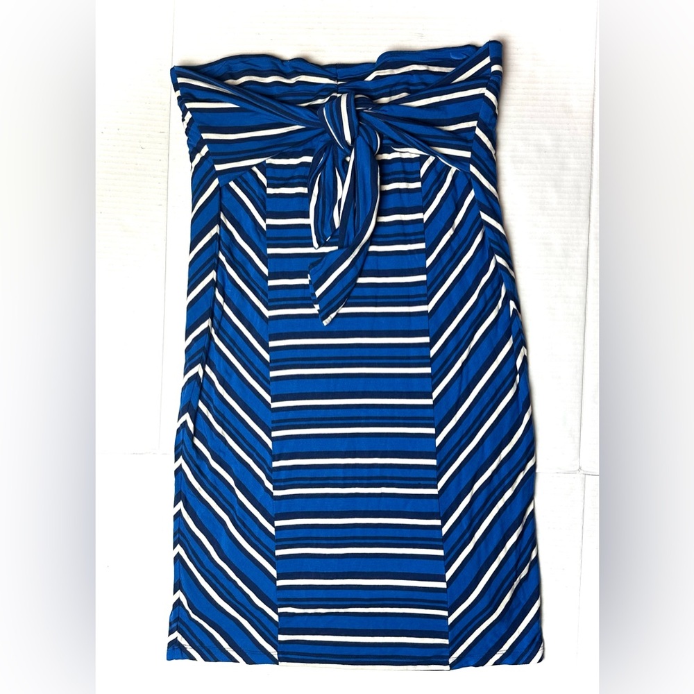 Anthropologie Tideline Pencil Skirt by Lilka blue‎ white stripe tie waist Medium